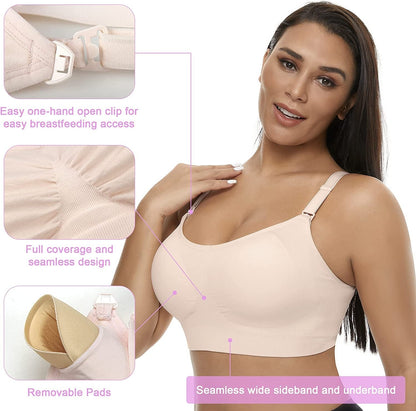 Women'S Seamless Nursing Bras for Breastfeeding Full Bust Maternity Bras for Pregnancy