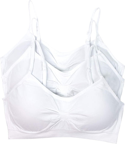 Women'S Seamless Padded Wirefree Comfort Bra Bralette 3 Pack - White / Small