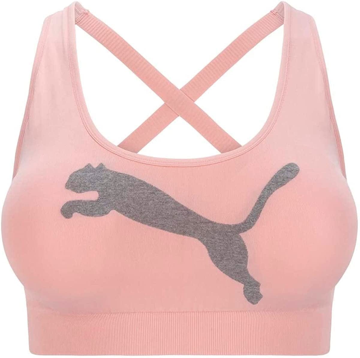 Women'S Seamless Sports Bra Big Cat Pastel Pink / Medium
