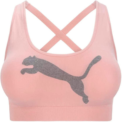 Women'S Seamless Sports Bra Big Cat Pastel Pink / Medium
