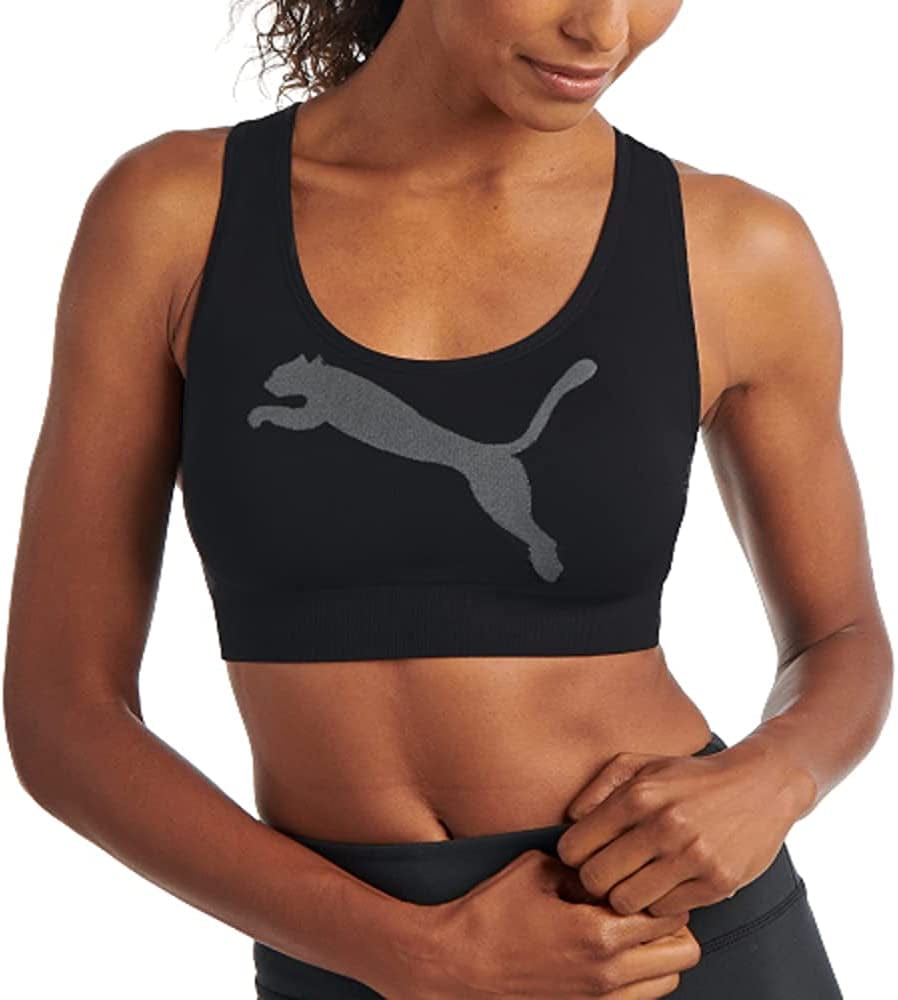 Women'S Seamless Sports Bra Big Cat Black / Large