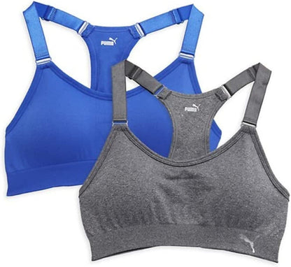 Women'S Seamless Sports Bra with Removable Cups Royal Blue/Grey / Medium