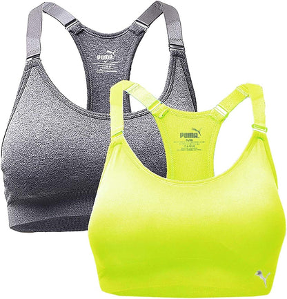Women'S Seamless Sports Bra with Removable Cups Neon Yellow/Grey (2 Pack) / Medium