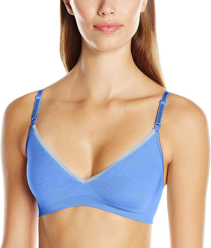 Women'S Seamless Wirefree Bra with Soft Padding and Convertible Straps Pigment Blue Heather / Medium