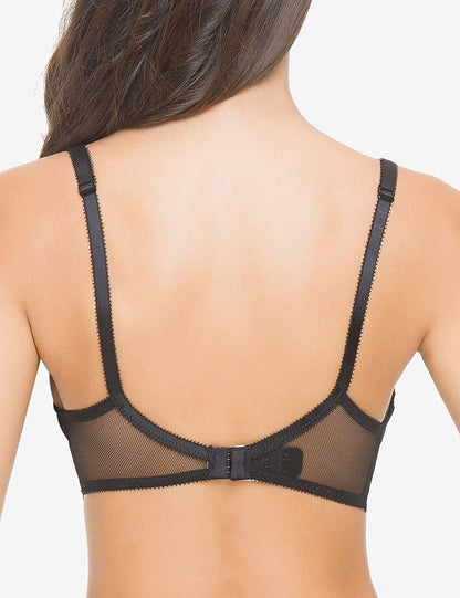 Women'S Sexy Bra Sheer Lace Bra Plunge Unlined Full Coverage See through Underwire Bra
