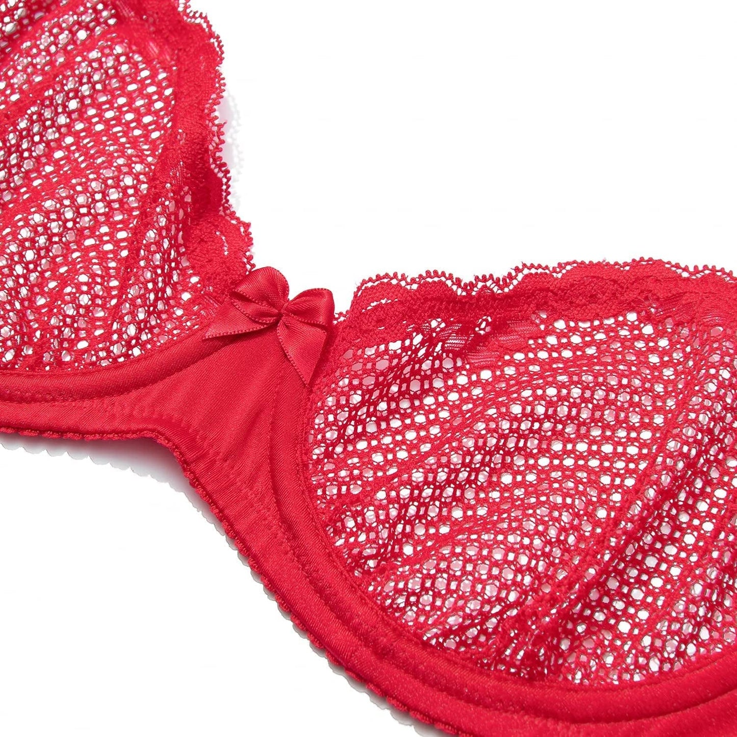 Women'S Sexy Lace Balconette Bra See through Demi Unlined Bras Mesh Sheer Underwire