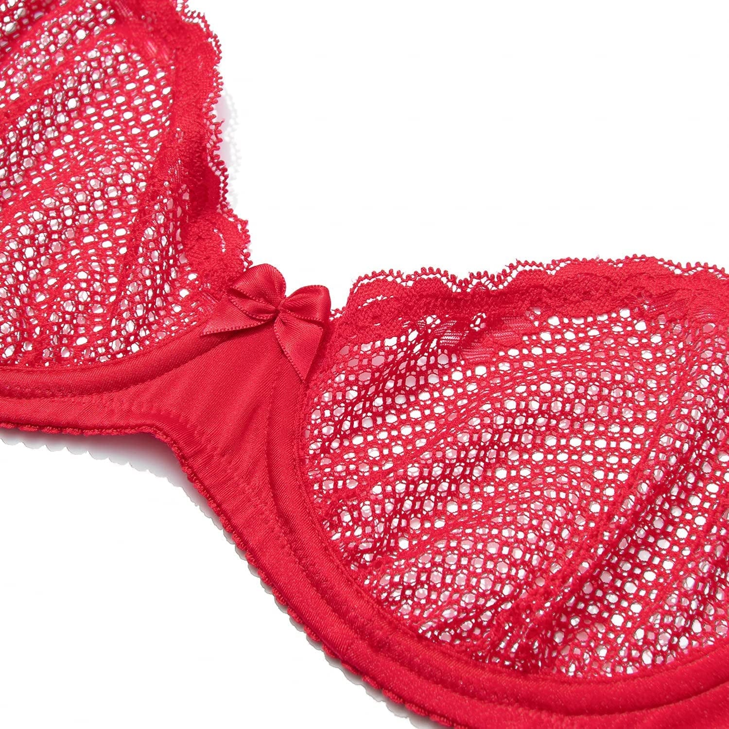 Women'S Sexy Lace Balconette Bra See through Demi Unlined Bras Mesh Sheer Underwire