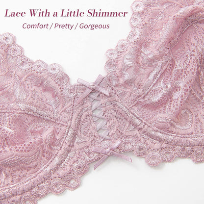 Women'S Sexy Lace Bra Non Padded Unlined Bra Full Coverage Underwire plus Size Lace Bralette Lingerie