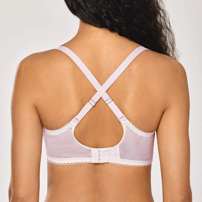 Women'S Sexy Lace Push up plus Size Bra Sheer Balconette Underwire Unlined