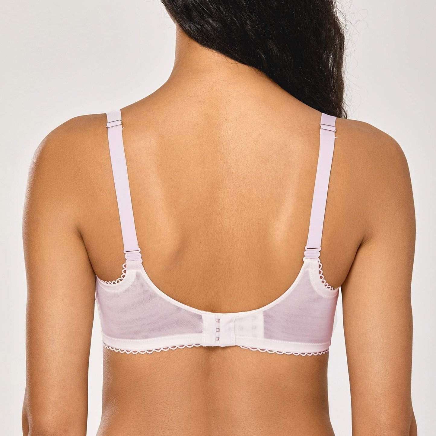 Women'S Sexy Lace Push up plus Size Bra Sheer Balconette Underwire Unlined
