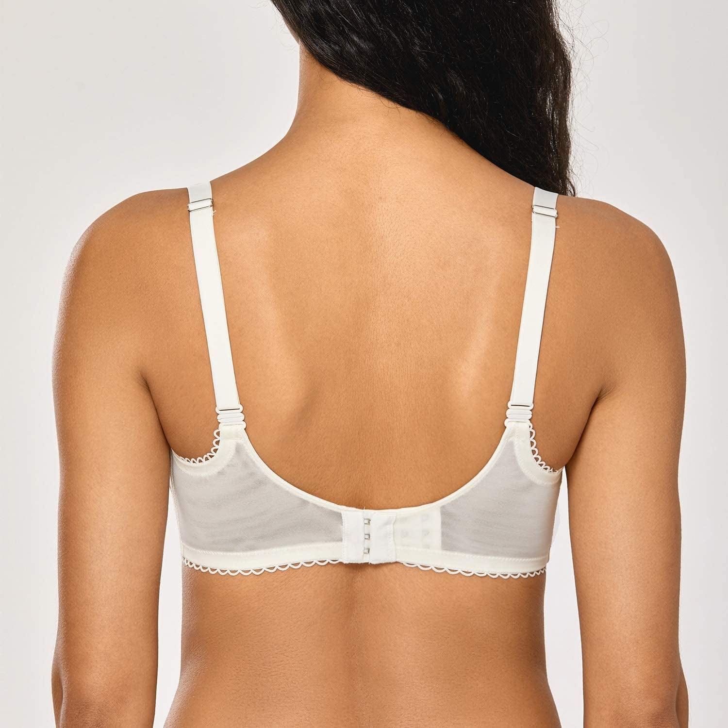 Women'S Sexy Lace Push up plus Size Bra Sheer Balconette Underwire Unlined