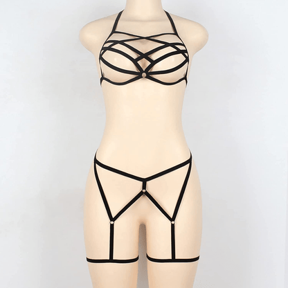 Women'S Sexy Lingerie Strappy Bralette G-String Deep V Cage Harness Bras Thongs Underwear Babydolls Letter Bikini Apparel & Accessories > Clothing > Underwear & Socks > Shapewear aneralied   