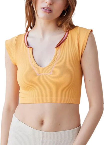 Women'S Sexy off the Shoulder Crop Top Solid Color Ruffled Short Sleeve Tube Cropped Blouse Tops C-yellow / Small