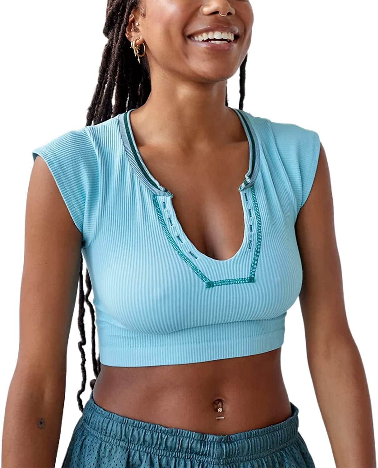 Women'S Sexy off the Shoulder Crop Top Solid Color Ruffled Short Sleeve Tube Cropped Blouse Tops C-light Blue / Small