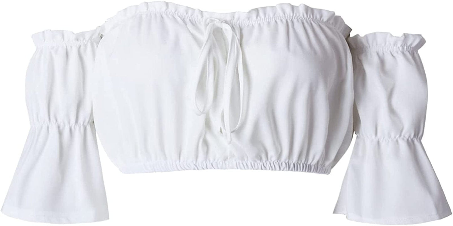 Women'S Sexy off the Shoulder Crop Top Solid Color Ruffled Short Sleeve Tube Cropped Blouse Tops
