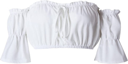 Women'S Sexy off the Shoulder Crop Top Solid Color Ruffled Short Sleeve Tube Cropped Blouse Tops