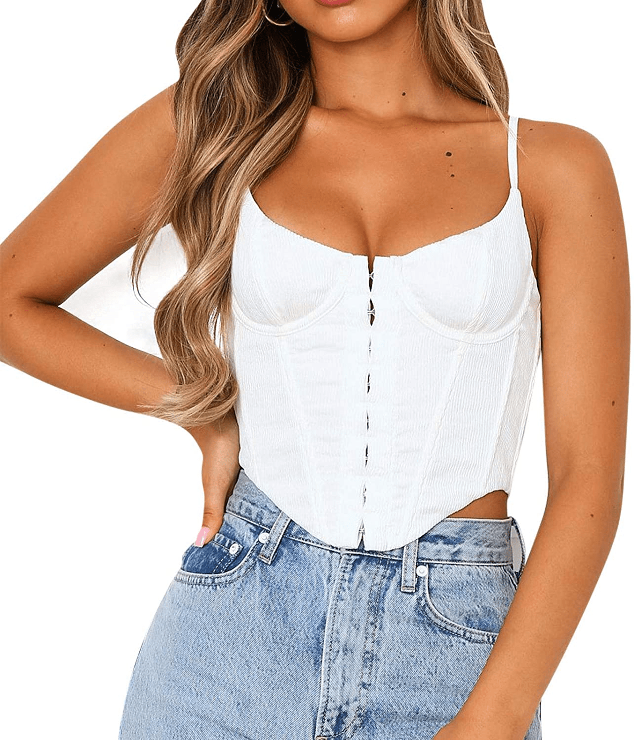 Women'S Sexy Push up Bustiers Corsets Crop Tops Strapless Slim Tank Top Bodice Y2K E-Girl Clubwear Party Outwear Apparel & Accessories > Clothing > Underwear & Socks > Lingerie REDWOON   
