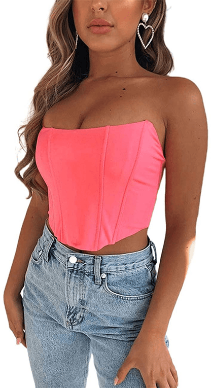 Women'S Sexy Push up Bustiers Corsets Crop Tops Strapless Slim Tank Top Bodice Y2K E-Girl Clubwear Party Outwear Apparel & Accessories > Clothing > Underwear & Socks > Lingerie REDWOON   
