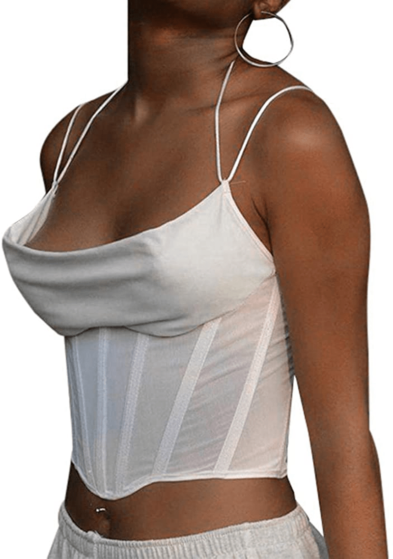 Women'S Sexy Push up Bustiers Corsets Crop Tops Strapless Slim Tank Top Bodice Y2K E-Girl Clubwear Party Outwear Apparel & Accessories > Clothing > Underwear & Socks > Lingerie REDWOON 06 White Small 