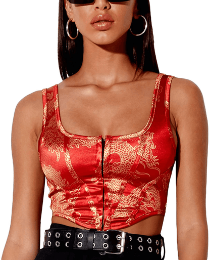Women'S Sexy Push up Bustiers Corsets Crop Tops Strapless Slim Tank Top Bodice Y2K E-Girl Clubwear Party Outwear Apparel & Accessories > Clothing > Underwear & Socks > Lingerie REDWOON #29 Red Large 