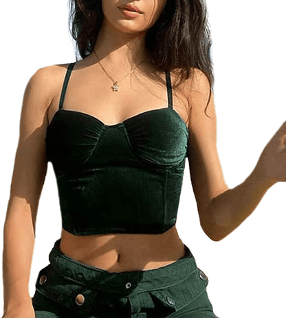 Women'S Sexy Push up Bustiers Corsets Crop Tops Strapless Slim Tank Top Bodice Y2K E-Girl Clubwear Party Outwear Apparel & Accessories > Clothing > Underwear & Socks > Lingerie REDWOON #28 Dark Green Large 