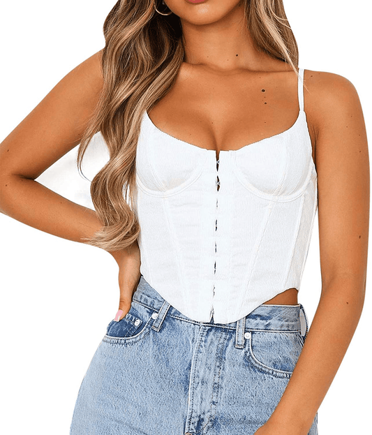 Women'S Sexy Push up Bustiers Corsets Crop Tops Strapless Slim Tank Top Bodice Y2K E-Girl Clubwear Party Outwear Apparel & Accessories > Clothing > Underwear & Socks > Lingerie REDWOON #36 White Medium 