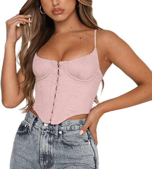 Women'S Sexy Push up Bustiers Corsets Crop Tops Strapless Slim Tank Top Bodice Y2K E-Girl Clubwear Party Outwear Apparel & Accessories > Clothing > Underwear & Socks > Lingerie REDWOON #33 Pink Medium 