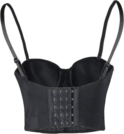 Women'S Sexy Rhinestone Bustier Crop Top Club Party Glitter Corset Top Bra Purple