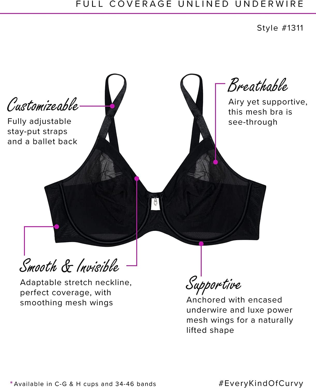 Women'S Sexy Sheer Mesh Full Coverage Unlined Underwire Bra, Valentines Day Gift for Her
