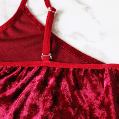 Women'S Sexy Velvet Strappy Camisole Cami Crop Top High Waist Shorts Two Piece Pajama Sleepwear Outfit Nightwear Set Apparel & Accessories > Clothing > Sleepwear & Loungewear Kylie Max   