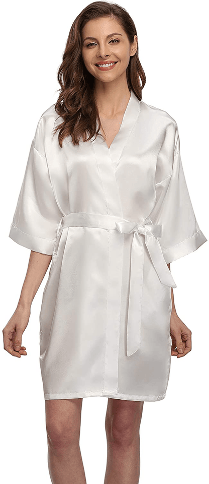 Women'S Short Satin Kimono Robe for Bride and Bridesmaids Party Apparel & Accessories > Clothing > Sleepwear & Loungewear > Robes Kimono Art   
