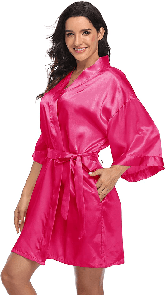 Women'S Short Satin Kimono Robes Silky Bathrobe Bridesmaid Wedding Party Dressing Gown Lightweight Sleepwear Apparel & Accessories > Clothing > Sleepwear & Loungewear > Robes goodmansam   