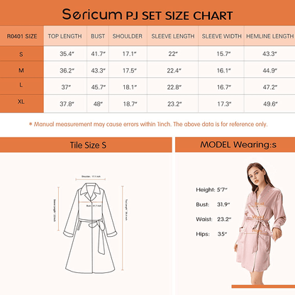 Women'S Short Silk Kimono Robe, a Three-Quarter Length V-Neck Silk Nightgown 100% Mulberry Silk Robes with White Trimmed Apparel & Accessories > Clothing > Sleepwear & Loungewear > Robes sericum   