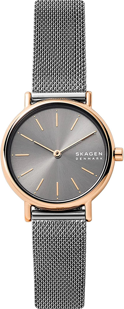 Women'S Signatur Quartz Analog Stainless Steel and Leather Watch, Color: Blue/Rose Gold (Model: SKW2838) Gunmetal