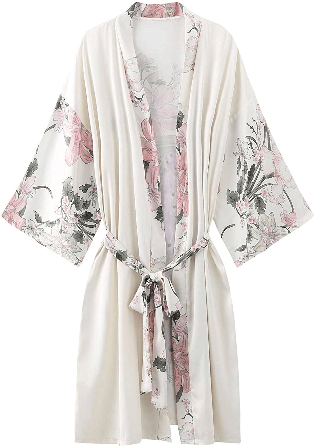 Women'S Silky Satin Kimono Robes Short with Peacock and Floral Printed Bathrobe Nightgown for Bride Bridesmaids Wedding Party Apparel & Accessories > Clothing > Sleepwear & Loungewear > Robes Umjetnost   