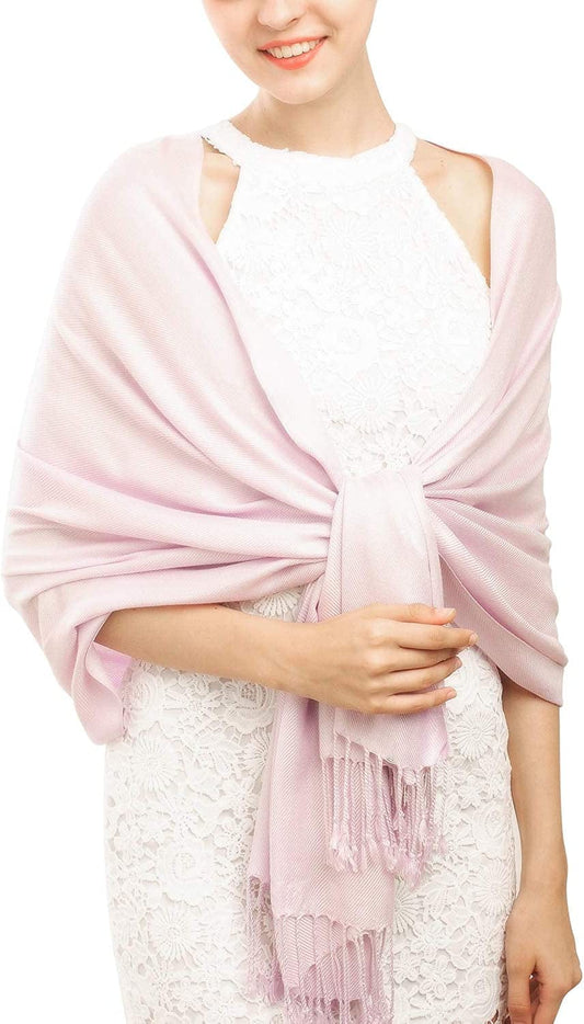Women'S Silky Scarf Pashmina Shawls and Wraps for Wedding Favors Bride Bridesmaid Gifts Evening Dress Shawl Apparel & Accessories > Clothing Accessories > Scarves & Shawls KYLIE MAX 06-light Pink One Size 