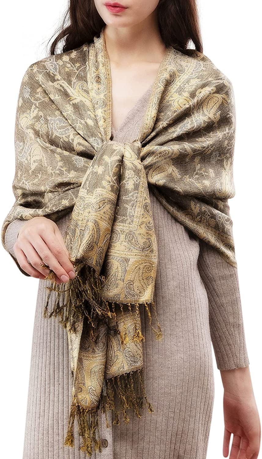 Women'S Silky Scarf Pashmina Shawls and Wraps for Wedding Favors Bride Bridesmaid Gifts Evening Dress Shawl Apparel & Accessories > Clothing Accessories > Scarves & Shawls KYLIE MAX 42-beige One Size 