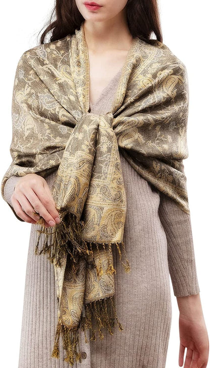 Women'S Silky Scarf Pashmina Shawls and Wraps for Wedding Favors Bride Bridesmaid Gifts Evening Dress Shawl Apparel & Accessories > Clothing Accessories > Scarves & Shawls KYLIE MAX 42-beige One Size 