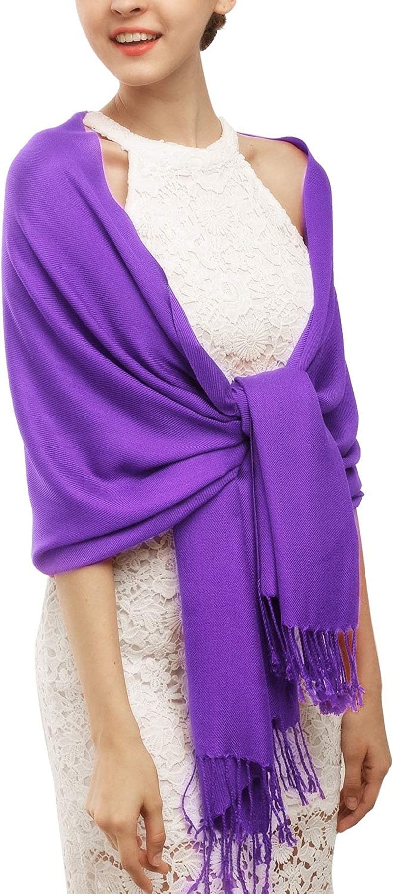 Women'S Silky Scarf Pashmina Shawls and Wraps for Wedding Favors Bride Bridesmaid Gifts Evening Dress Shawl Apparel & Accessories > Clothing Accessories > Scarves & Shawls KYLIE MAX 16-purple One Size 