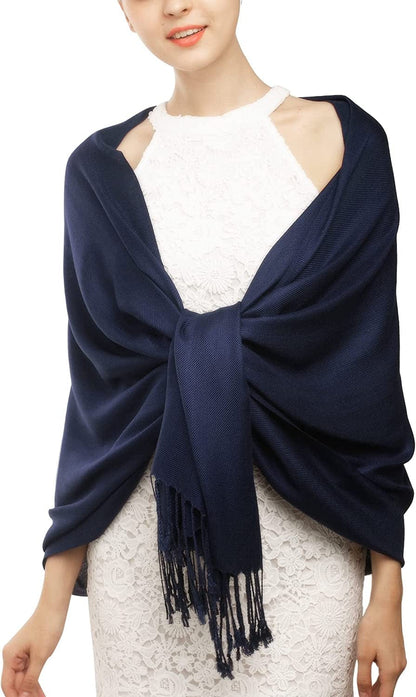 Women'S Silky Scarf Pashmina Shawls and Wraps for Wedding Favors Bride Bridesmaid Gifts Evening Dress Shawl Apparel & Accessories > Clothing Accessories > Scarves & Shawls KYLIE MAX 01-darkslateblue One Size 
