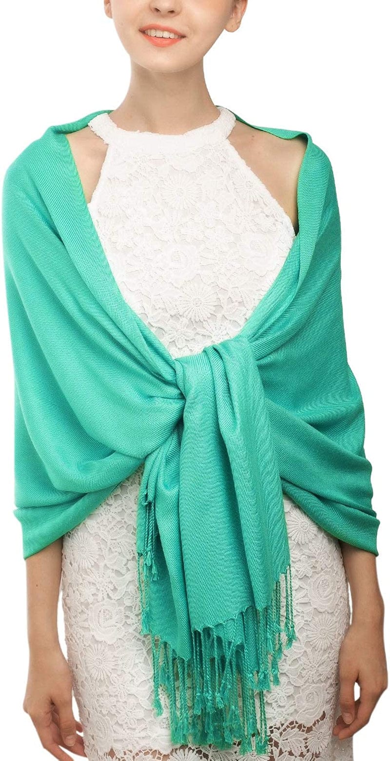 Women'S Silky Scarf Pashmina Shawls and Wraps for Wedding Favors Bride Bridesmaid Gifts Evening Dress Shawl Apparel & Accessories > Clothing Accessories > Scarves & Shawls KYLIE MAX 22-green One Size 