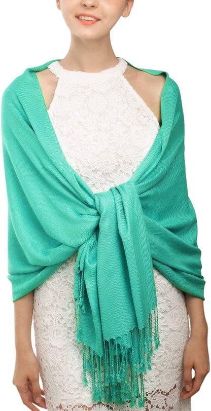 Women'S Silky Scarf Pashmina Shawls and Wraps for Wedding Favors Bride Bridesmaid Gifts Evening Dress Shawl Apparel & Accessories > Clothing Accessories > Scarves & Shawls KYLIE MAX 22-green One Size 