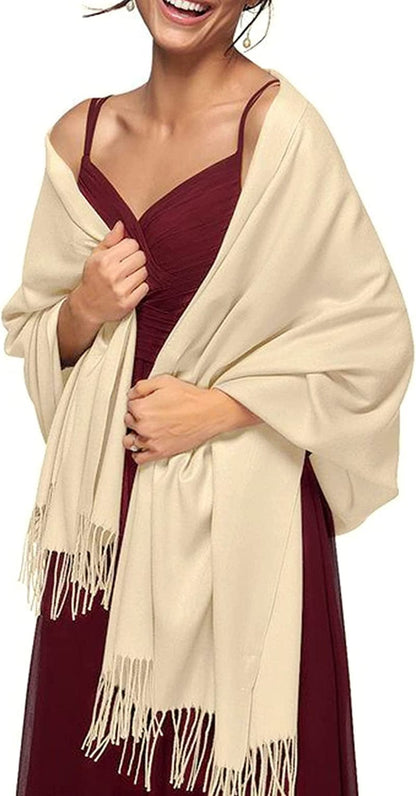 Women'S Silky Scarf Pashmina Shawls and Wraps for Wedding Favors Bride Bridesmaid Gifts Evening Dress Shawl Apparel & Accessories > Clothing Accessories > Scarves & Shawls KYLIE MAX   