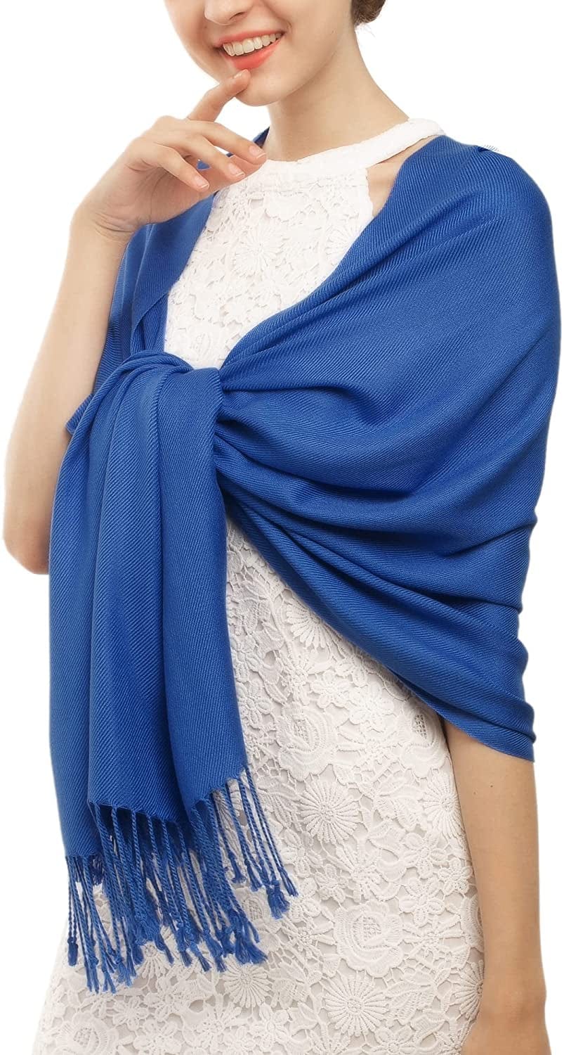 Women'S Silky Scarf Pashmina Shawls and Wraps for Wedding Favors Bride Bridesmaid Gifts Evening Dress Shawl Apparel & Accessories > Clothing Accessories > Scarves & Shawls KYLIE MAX 15-royal Blue One Size 