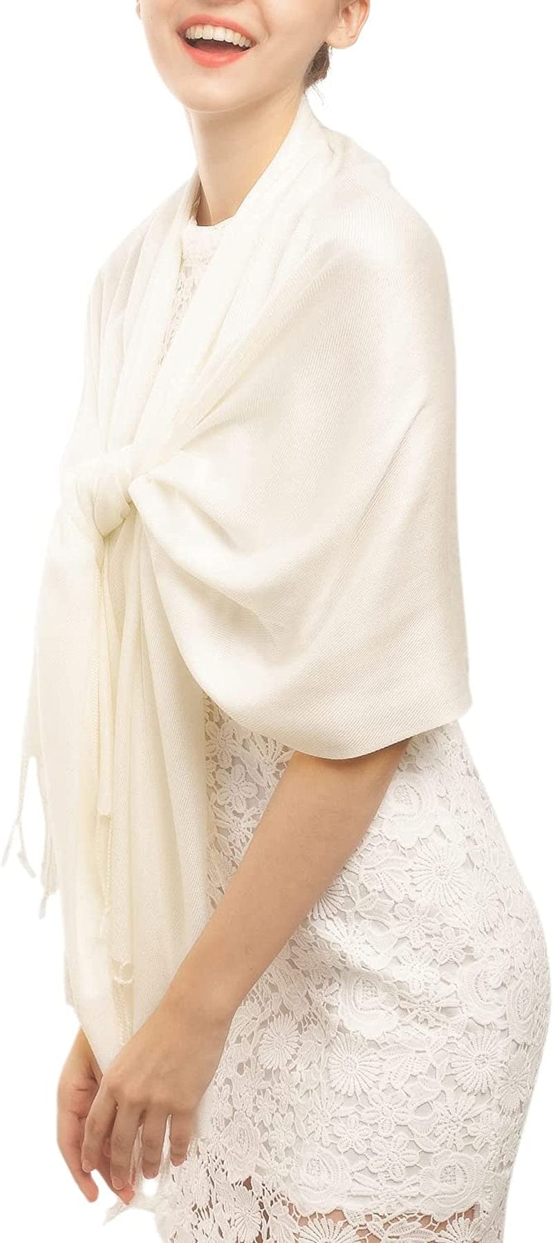 Women'S Silky Scarf Pashmina Shawls and Wraps for Wedding Favors Bride Bridesmaid Gifts Evening Dress Shawl Apparel & Accessories > Clothing Accessories > Scarves & Shawls KYLIE MAX 04-cream One Size 