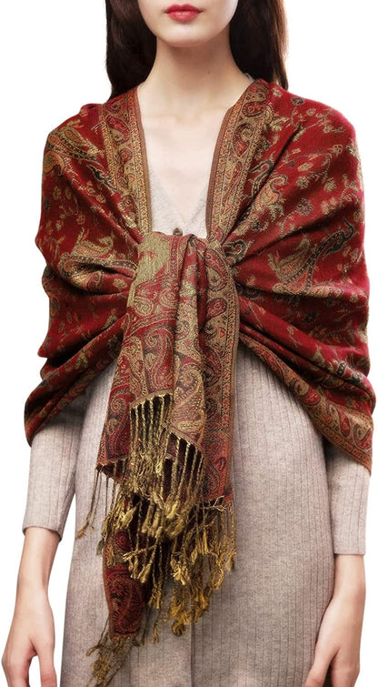 Women'S Silky Scarf Pashmina Shawls and Wraps for Wedding Favors Bride Bridesmaid Gifts Evening Dress Shawl Apparel & Accessories > Clothing Accessories > Scarves & Shawls KYLIE MAX 45-red One Size 
