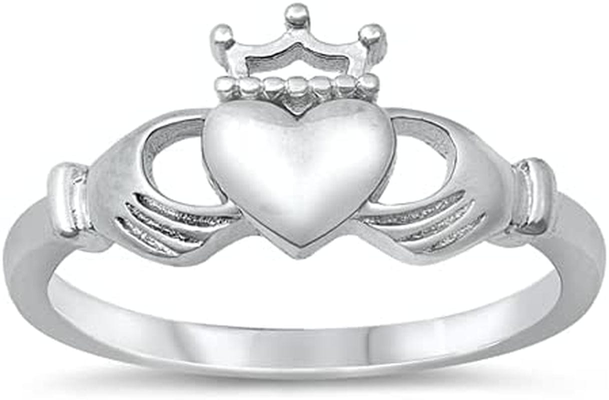 Women'S Silver Claddagh Celtic Irish Fashion Comfort Statement Love Ring Silver Sterling / 6