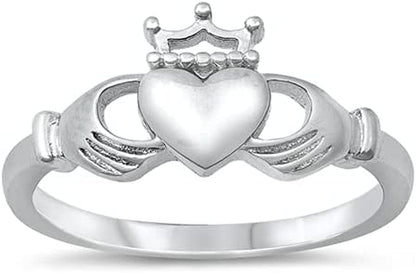 Women'S Silver Claddagh Celtic Irish Fashion Comfort Statement Love Ring Silver Sterling / 6