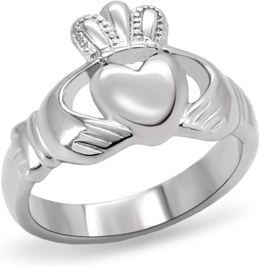 Women'S Silver Claddagh Celtic Irish Fashion Comfort Statement Love Ring Silver / 10