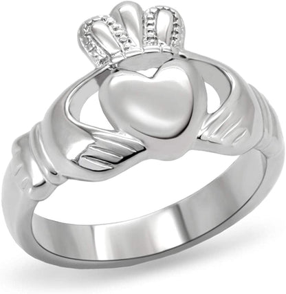 Women'S Silver Claddagh Celtic Irish Fashion Comfort Statement Love Ring Silver / 10